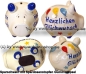 Preview: Sparschwein Kleinsparschwein 3D Design Herzlichen Glückwunsch Keramik Gesamt
