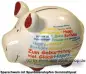 Preview: Sparschwein Kleinsparschwein Happy Birthday international weiß Keramik A