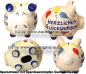 Preview: Sparschwein mittelgroßes Sparschwein 3D Design HERZLICHEN GLÜCKWUNSCH Keramik Gesamt