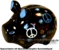 Preview: Sparschwein Kleinsparschwein Hippie schwarz Keramik A
