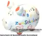 Preview: Sparschwein Kleinsparschwein Zum Schulanfang weiß Keramik A Preview: Sparschwein Kleinsparschwein Zum Schulanfang weiß Keramik A