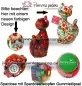 Preview: Spardose Spartier Pomme Pidou Katze Caramel blau mit Blumen Keramik Gesamt