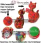 Preview: Spardose Spartier Pomme Pidou Katze Caramel rot mit Herzen Keramik Gesamt