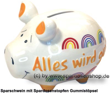 Preview: Sparschwein 3D Design Alles wird gut! weiß Keramik Marke KCG Maße ca.: L= 12,5 cm Preview: Sparschwein 3D Design Alles wird gut! weiß Keramik Marke KCG Maße ca.: L= 12,5 cm