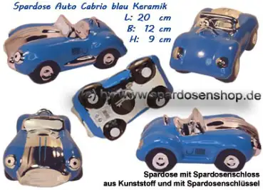 Spardose Auto Cabrio blau/chrom Gesamt Spardose Auto Cabrio blau/chrom Gesamt