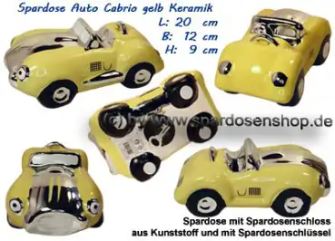 Spardose Auto Cabrio gelb/chrom Gesamt Spardose Auto Cabrio gelb/chrom Gesamt
