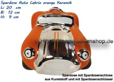 Spardose Auto Cabrio orange/chrom B Spardose Auto Cabrio orange/chrom B