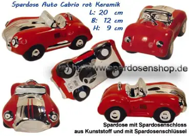 Spardose Auto Cabrio rot/chrom Gesamt Spardose Auto Cabrio rot/chrom Gesamt