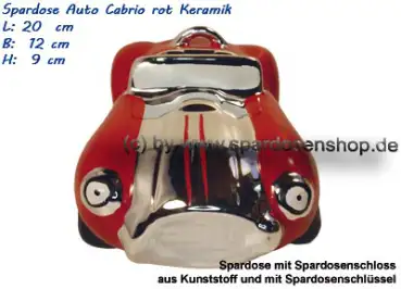 Spardose Auto Cabrio rot/chrom B Spardose Auto Cabrio rot/chrom B