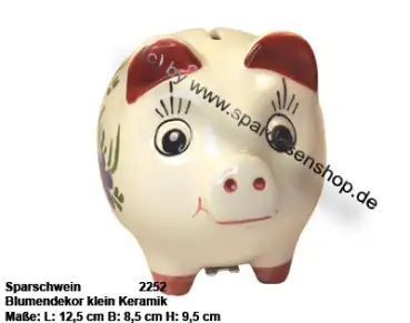 Sparschwein mit Dekor klein Blumendekor B