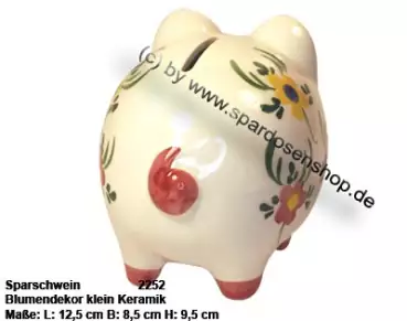 Sparschwein mit Dekor klein Blumendekor D