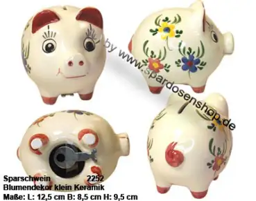 Sparschwein mit Dekor klein Blumendekor F