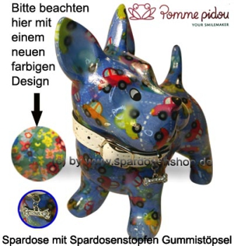 Preview: Spardose Spartier Pomme Pidou Hund Bommer grünblau Keramik B
