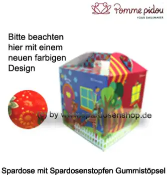 Spardose Spartier Pomme Pidou Hund Bommer orange Geschenkkarton