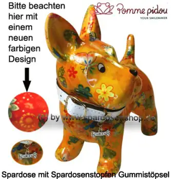 Spardose Spartier Pomme Pidou Hund Bommer orange Keramik B