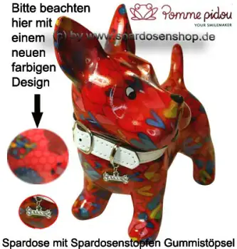 Spardose Spartier Pomme Pidou Hund Bommer rot Keramik B