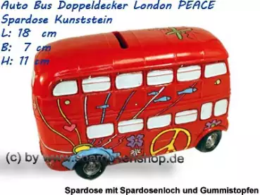 Spardose Auto Bus Doppeldecker London PEACE F