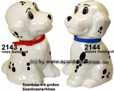Spardose Hund Dalmatiner Farbvariante auswählen mit großen Spardosenschloss und Metall- Spardosenschlüssel