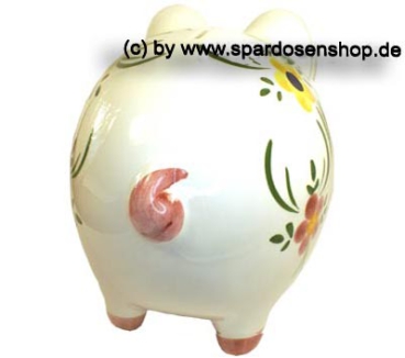Preview: Sparschwein mit bunten Dekor Keramik Dekorvariante auswählen mit Spardosenschloss Maße ca.: L= 16 cm Preview: Sparschwein mit Dekor wählen 16 cm Blumen C