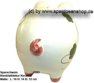 Sparschwein mit Dekor wählen 16 cm Kleeblatt C