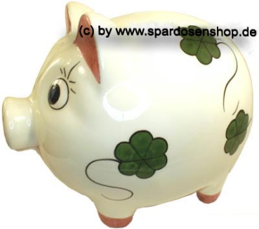 Preview: Sparschwein Riese extra Groß Dekor Kleeblatt Keramik mit Spardosenschloss Maße ca.: L= 26 cm Preview: Sparschwein Riese extra Groß Dekor Kleeblatt Keramik mit Spardosenschloss Maße ca.: L= 26 cm