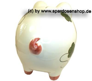 Preview: Sparschwein Riese extra Groß Dekor Kleeblatt Keramik mit Spardosenschloss Maße ca.: L= 26 cm Preview: Sparschwein Riese extra Groß mit Kleeblattdekor C
