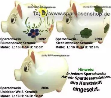 Sparschwein mit bunten Dekor Keramik Dekorvariante auswählen mit Spardosenschloss Maße ca.: L= 16 cm
