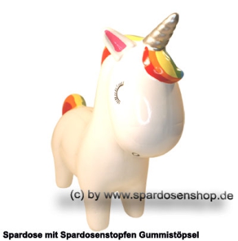 Einhorn Spardose Keramik Rainbow Unicorn Sparschwein mit Schloss 19cm NEU/OVP 