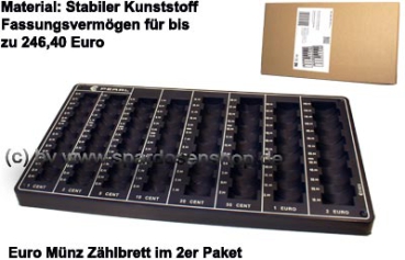 Preview: Euro-Münzbrett Zählbrett für Hartgeld, 2er-Set, Sortieren & Zählen von 1 Cent bis 2 Euro Preview: Spardose Euro-Münzbrett, 2er-Paket Zählbrett für das Euro Hartgeld C