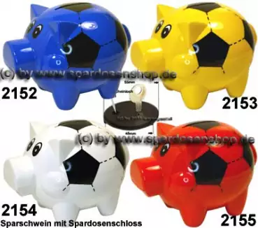Sparschwein Felix Fußball Farbvariante auswählen mit großen Spardosenschloss Maße ca.: L= 12 cm