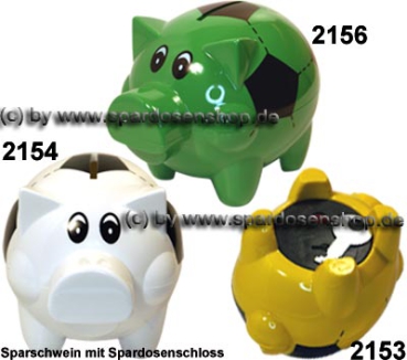 Preview: Sparschwein „Felix“ Fußball – Farbwahl, mit großem Spardosenschloss, ca. 12 cm Preview: Sparschwein Felix Fußball Farbvariante auswählen Gesamt B