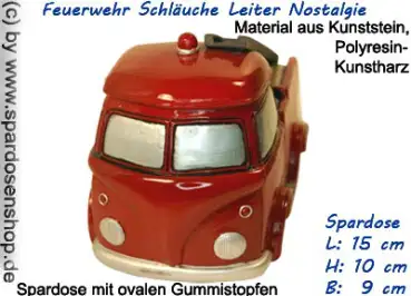 Spardose Feuerwehrauto Schläuche Leiter Nostalgie B