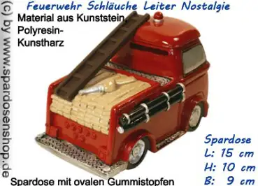 Spardose Feuerwehrauto Schläuche Leiter Nostalgie F