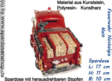 Preview: Spardose Feuerwehrauto „Nostalgie“ – kleine Retro-Spardose aus Polyresin Preview: Spardose Feuerwehr Nostalgie klein C