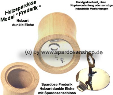 Preview: Massive Eichenholz-Spardose „Frederik“ dunkel – rustikal, handgefertigt & abschließbar Preview: Model Frederik dunkle Eiche C