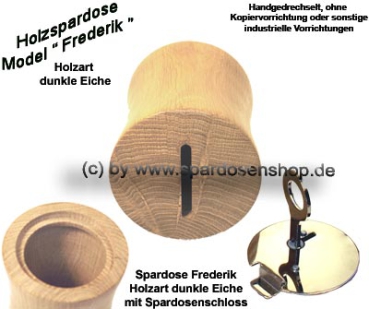 Preview: Massive Eichenholz-Spardose „Frederik“ dunkel – rustikal, handgefertigt & abschließbar Preview: Model Frederik dunkle Eiche B