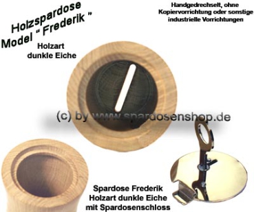 Preview: Massive Eichenholz-Spardose „Frederik“ dunkel – rustikal, handgefertigt & abschließbar Preview: Model Frederik dunkle Eiche D