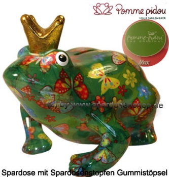 Preview: Grüne Spardose Frosch Max – klassisch & bunt von Pomme Pidou, aus Keramik, 18 cm