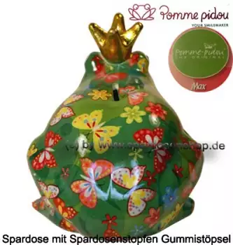 Spardose Spartier Pomme Pidou Frosch Max grün Keramik D