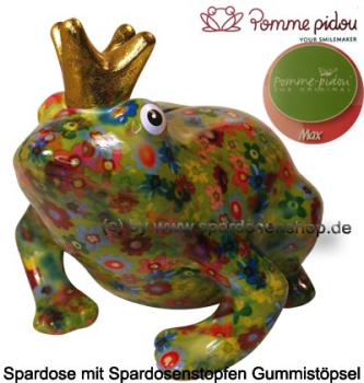 Preview: Spardose Frosch Max hellgrün – lustige Pomme Pidou Keramikfigur zum Sparen, 18 cm