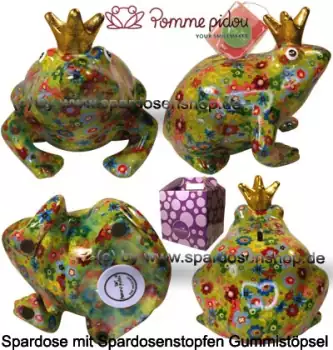 Spardose Spartier Pomme Pidou Frosch Max hellgrün Keramik Gesamt