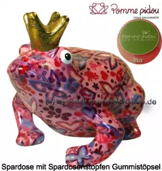 Spardose Spartier Frosch Max rosa Keramik Marke Pomme Pidou Maße ca.: L= 18 cm