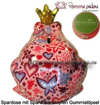 Spardose Spartier Pomme Pidou Frosch Max rosa Keramik D