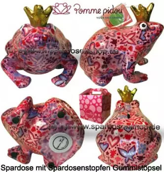 Spardose Spartier Pomme Pidou Frosch Max rosa Keramik Gesamt