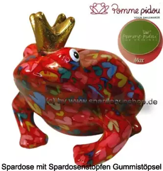 Spardose Spartier Frosch Max rot Keramik Marke Pomme Pidou Maße ca.: L= 18 cm