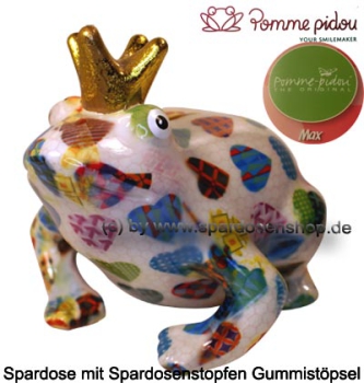 Preview: Weiße Spardose Frosch Max – stilvolle Pomme Pidou Figur aus Keramik, 18 cm