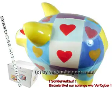 Sparschwein mit Herzdekor gelb B