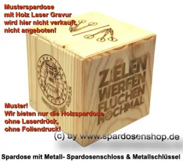 Spardose Holzwürfel Rohling natur Muster B