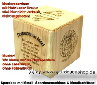 Spardose Holzwürfel Rohling natur Muster A