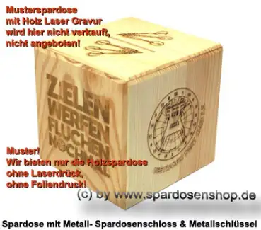 Spardose Holzwürfel Rohling natur Muster C